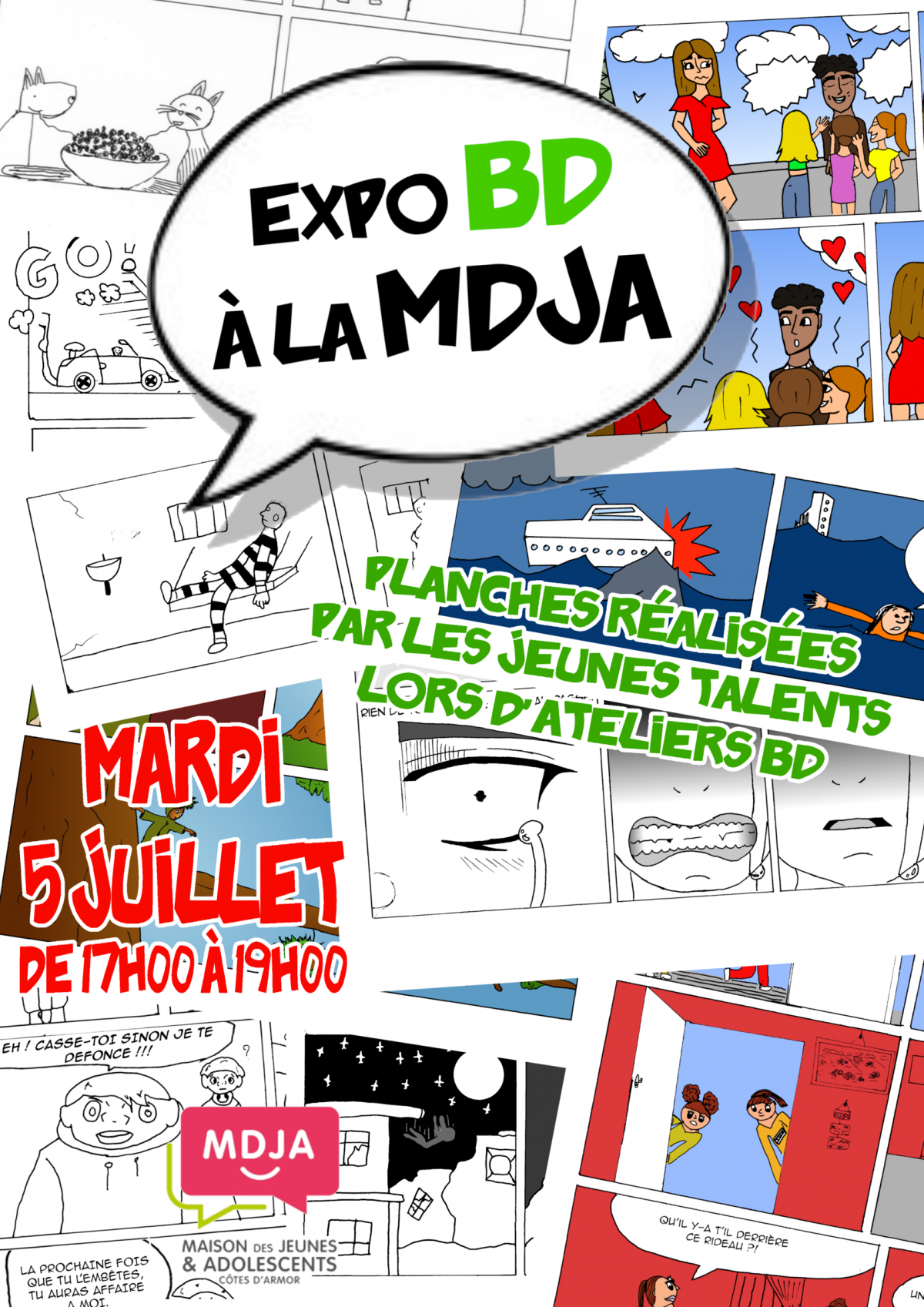 Affiche pour l'exposition avec les visuels de quelques planches