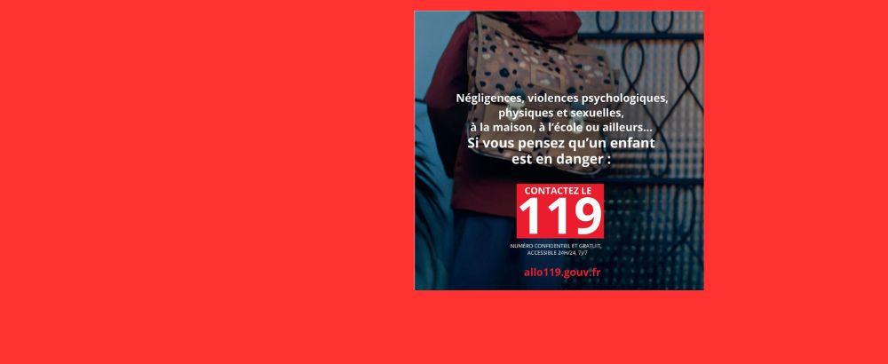 information de contact téléphonique 119 contre les violences faites aux enfants