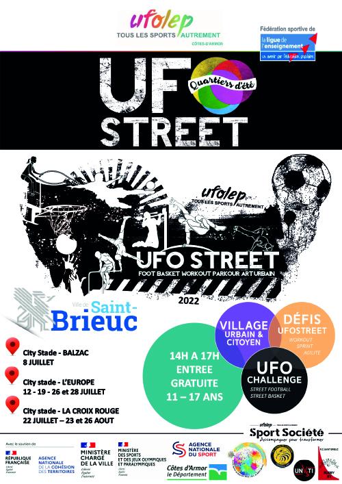 affiche UFOSTREET reprenant les informations, dates, lieux pourl'organisation ds évènements