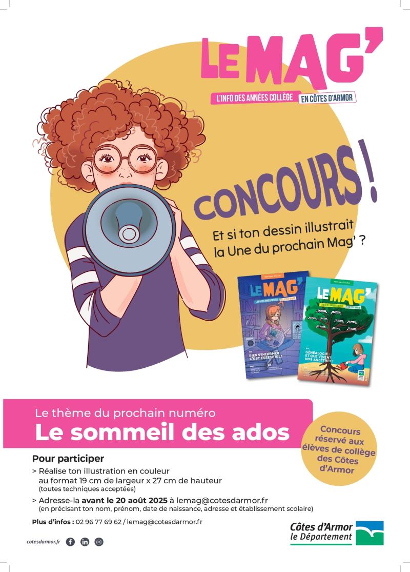 affiche concours illustration département affiche d'un concours de dessin où l'on voit une jeune fille avec un porte voix